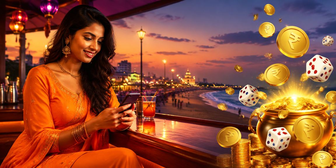 Chennai evening gaming scene featuring dice and rupees