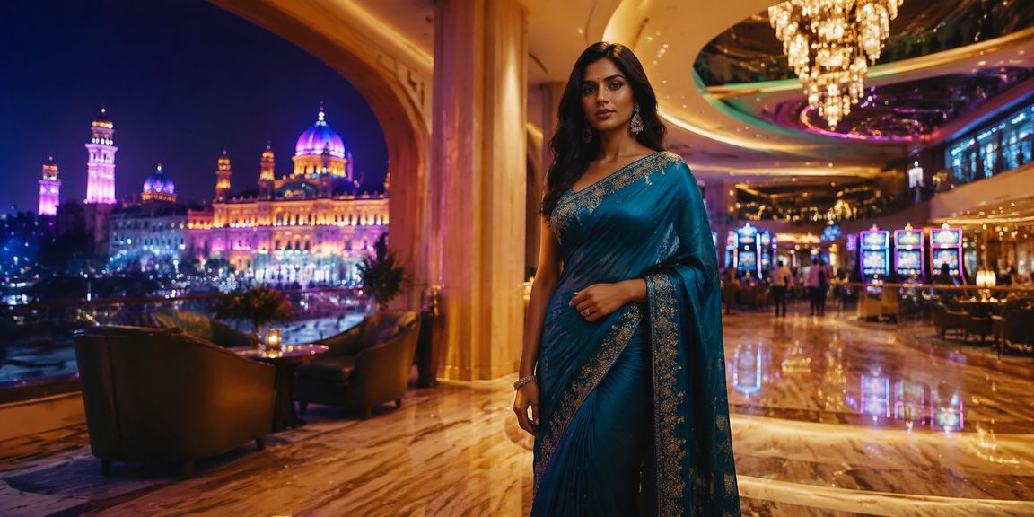 Traditional jewellery and entertainment scene in Lucknow with casino-style ambience